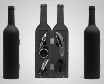 Black Sombre Wine Accessory Set (Silicon & Metal)